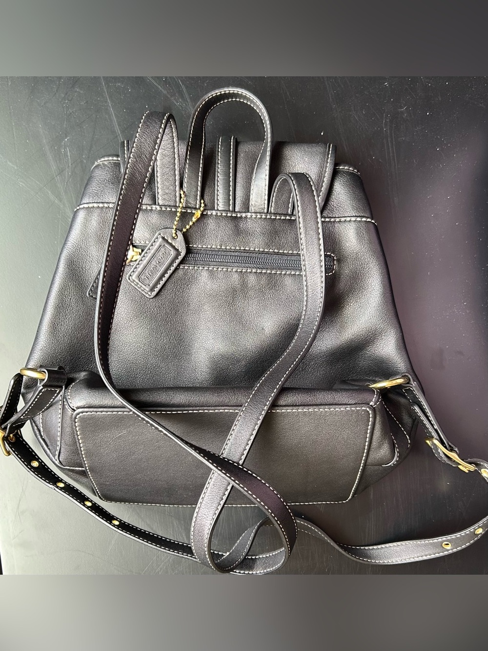Coach Legacy Studio Black Leather Drawstring Backpack - Picture 4 of 9